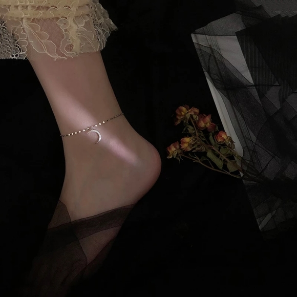 NEW 925 Silver Moon Adjustable Ankle Bracelet - Picture 3 of 11